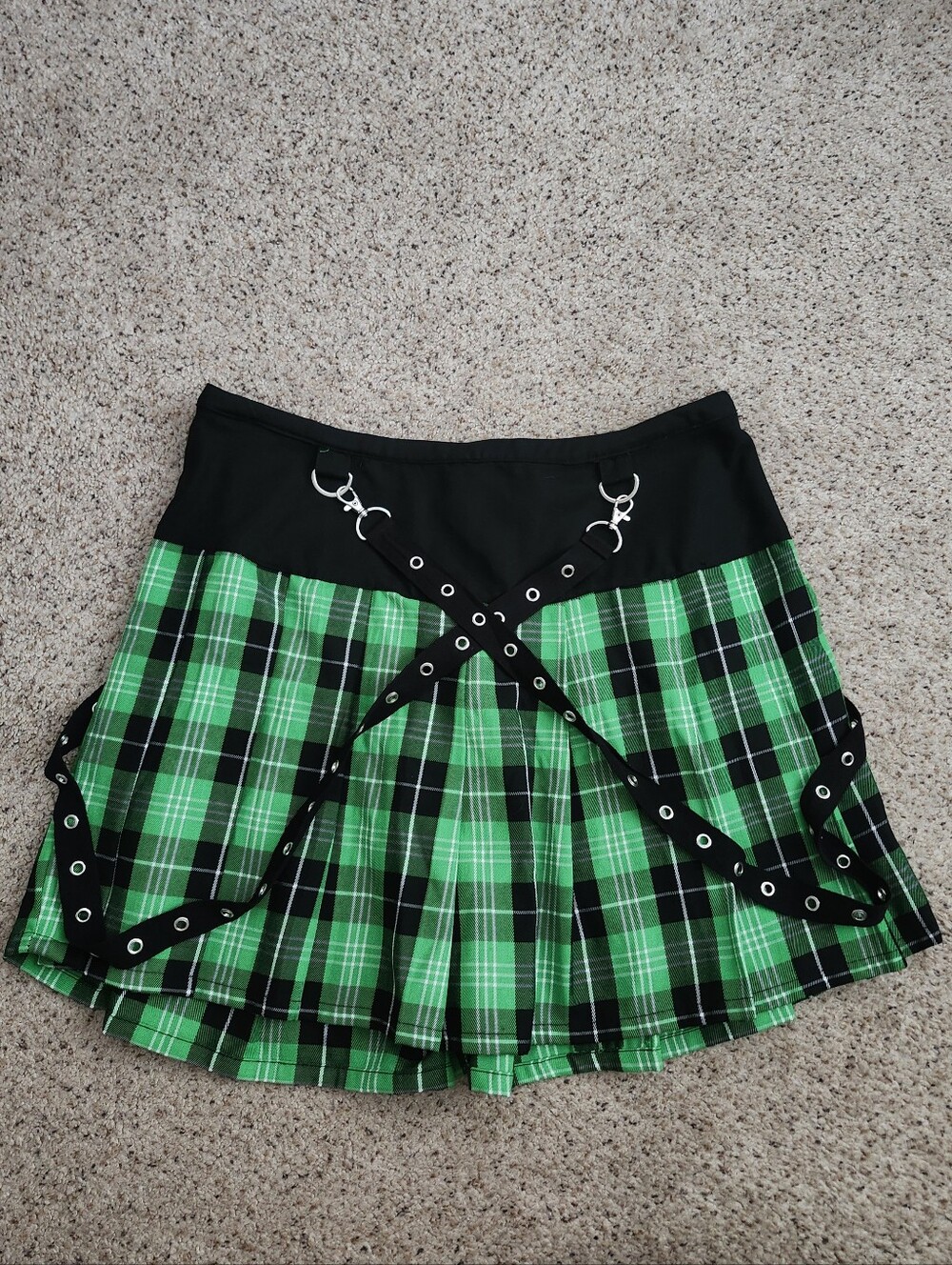 Hot Topic Green Plaid Skirt